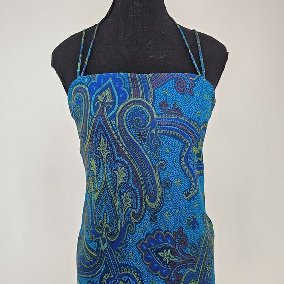 Women's Green/Blue Paisley Print Summer Dress By City Triangles, Size 7 - Picture 4 of 15